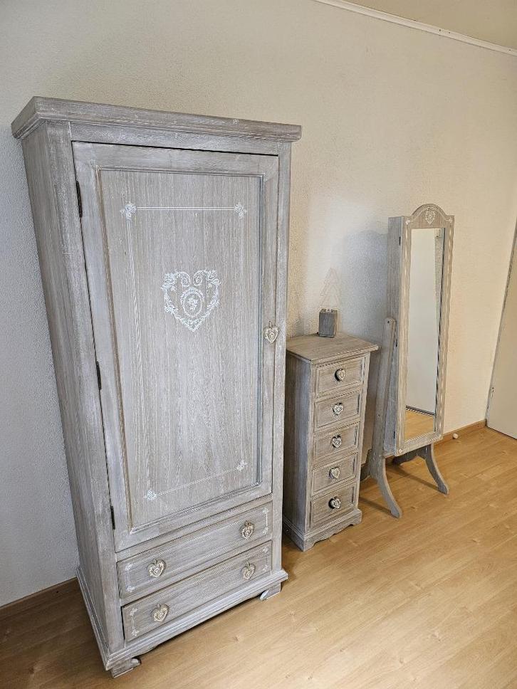 Set: kast, ladekast en spiegel Maison du Monde, Huis en Inrichting, Kasten | Ladekasten, Zo goed als nieuw, 150 tot 200 cm, 50 tot 100 cm