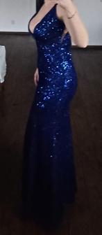 Party glitterjurk lang, Maat 38/40 (M), Blauw, Ophalen of Verzenden, Gedragen