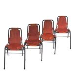 4 stoelen Charlotte Perriand 1968 voor Les Arcs, Huis en Inrichting, Stoelen, Vier, Gebruikt, Metaal, Bruin