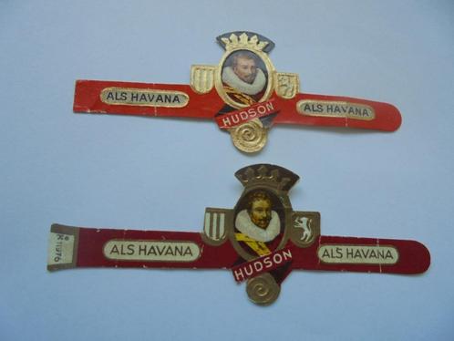 2 oude sigarenbanden HUDSON Als Havana, Verzamelen, Rookartikelen, Aanstekers en Luciferdoosjes, Gebruikt, Sigarenbandjes, Ophalen of Verzenden