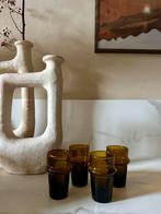 6 Marokkaanse (thee) glazen oker, Glas of Glazen, Nieuw, Ophalen of Verzenden, Glas