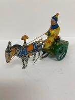 Vintage Blikken Speelgoed: Clown met Ezel en Circuswagen, Antiek en Kunst, Verzenden