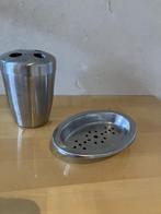 zeepbakje en tandenborstel beker RVS, Huis en Inrichting, Badkamer | Badtextiel en Accessoires, Ophalen of Verzenden, Zo goed als nieuw