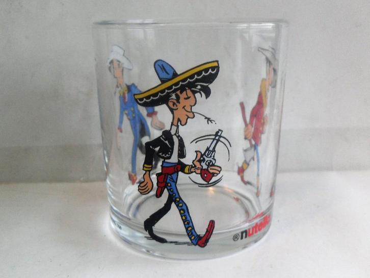 Lucky Luke Glas 1988 Nutella Glas, Verzamelen, Stripfiguren, Zo goed als nieuw, Gebruiksvoorwerp, Overige figuren, Ophalen of Verzenden