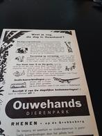Advertentie van Ouwehand s dierenpark Rhenen 1955, Ophalen of Verzenden, Zo goed als nieuw, Insect