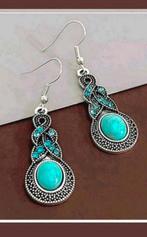 Oorbellen turquoise steen, Sieraden, Tassen en Uiterlijk, Oorbellen, Verzenden, Nieuw, Zilver, Hangers