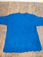 Blauwe katoenen trui met handgebreid patroon, Kleding | Dames, Truien en Vesten, Maat 38/40 (M), Blauw, Ophalen of Verzenden, Onbekend
