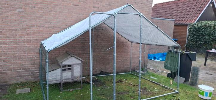 Kippen/ konijnenhok met ren, Dieren en Toebehoren, Knaagdieren en Konijnen | Hokken en Kooien, Zo goed als nieuw, Hok, 90 cm of meer