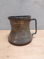 Verzilverde koperen kroes beker 13cm Perzisch, Antiek en Kunst, Antiek | Koper en Brons, Ophalen of Verzenden, Koper
