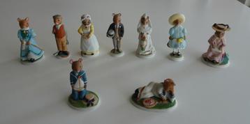 9 Vintage Woodmouse Family Porseleinen Beeldjes uit 1985 beschikbaar voor biedingen