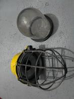 Vintage Fabriekslamp met Kooi en Glazen Kap Industrieel Desi, Antiek en Kunst, Antiek | Lampen, Ophalen