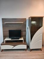 Compleet woonkamer meubilair bruin wit hout, Huis en Inrichting, Kasten | Televisiemeubels, Zo goed als nieuw, Ophalen