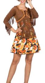 Leuk bruin/oranje/geel/wit FLOWER POWER/HIPPIE/60's jurk, Carnaval, Nieuw, Kleding, Ophalen