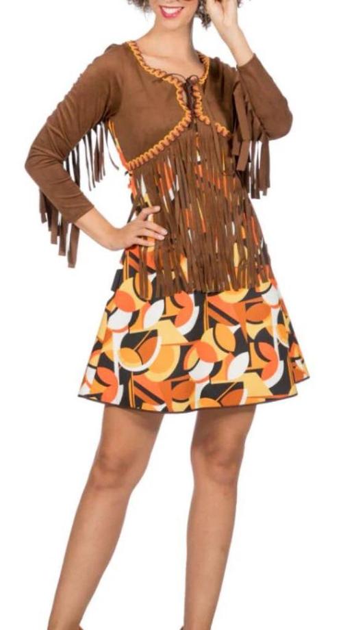 Leuk bruin/oranje/geel/wit FLOWER POWER/HIPPIE/60's jurk, Kleding | Dames, Carnavalskleding en Feestkleding, Nieuw, Kleding, Carnaval