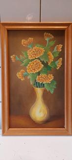 schilderij met leuke bloemen in vaas, Antiek en Kunst, Curiosa en Brocante, Ophalen of Verzenden