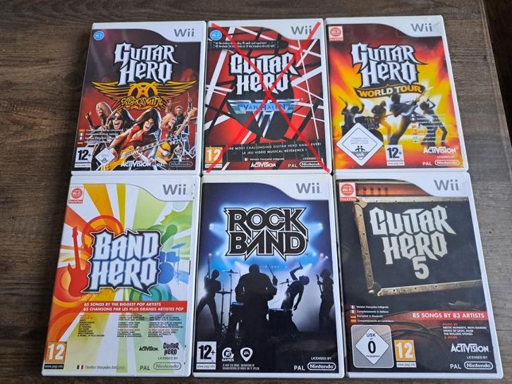 Guitar Hero verschillende soorten (Nintendo Wii) CIB, Spelcomputers en Games, Games | Nintendo Wii, Zo goed als nieuw, Muziek