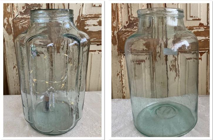 Brocante oude glazen honingpot - pot - vaas, Antiek en Kunst, Curiosa en Brocante, Ophalen of Verzenden