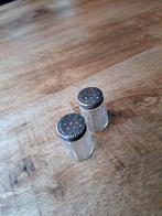 Antieke minipotjes glas met zilver, Ophalen of Verzenden