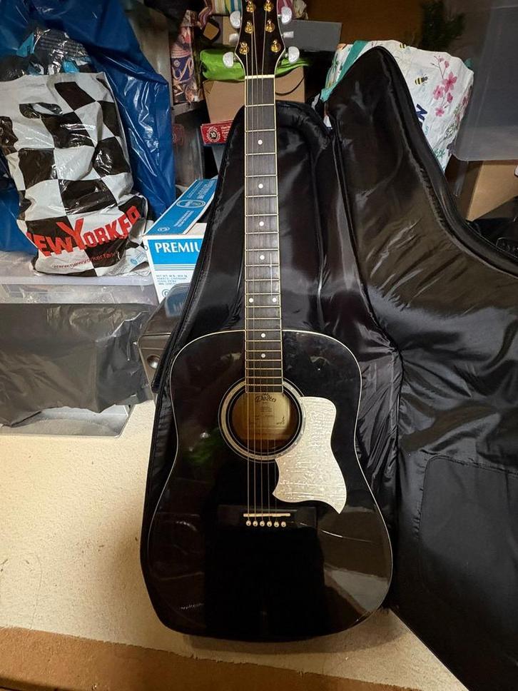 Delta Gitaar met Hoes - 1 Snaar Kapot, Muziek en Instrumenten, Snaarinstrumenten | Gitaren | Akoestisch, Gebruikt, Western- of Steelstringgitaar