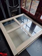 Salontafel met glazen inzet (120x120x40)cm, Huis en Inrichting, Tafels | Salontafels, Ophalen, Gebruikt, Vierkant, Glas