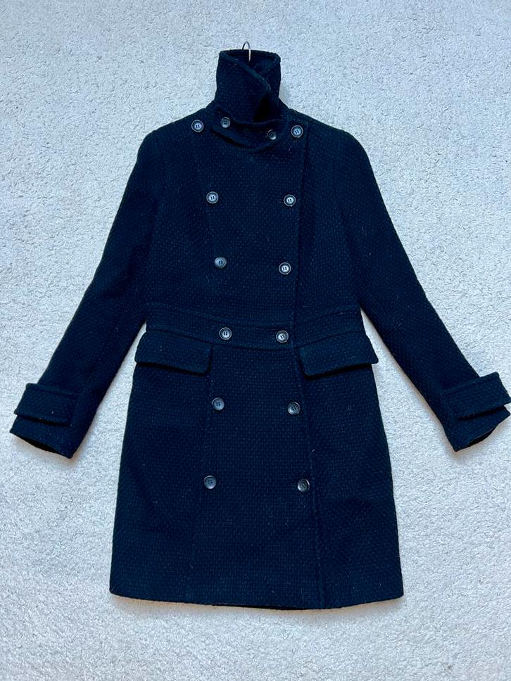 Tommy Hilfiger - Wollen damesjas mt M (zgan), Kleding | Dames, Jassen | Winter, Zo goed als nieuw, Maat 38/40 (M), Zwart, Ophalen