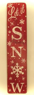 Handgeschilderd Après Ski bord / Let it Snow (rood) / Kerst, Ophalen of Verzenden, Nieuw
