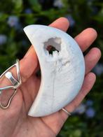 Witte pluim agaat maan, Ophalen of Verzenden, Mineraal