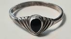 ring zilver 925 - met onyx - zilveren - 16mm, Gebruikt, Ophalen of Verzenden, Kleiner dan 17, Met edelsteen