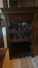 Teak houten kastje met wijnrek, Ophalen, Gebruikt, 5 tot 15 flessen, Minder dan 50 cm