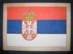 pyrografie Creamar  houten wandbord tekening vlag Servië, Huis en Inrichting, Ophalen of Verzenden, Nieuw