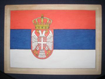 pyrografie Creamar  houten wandbord tekening vlag Servië beschikbaar voor biedingen