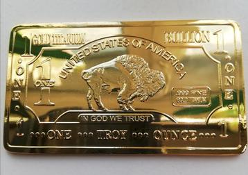 1 Troy Oz .999 Puur gold Titanium America Buffalo baar!! beschikbaar voor biedingen