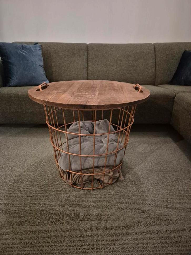 Mango Houten Salontafel Rosegoud Korf - Zo Goed Als Nieuw, Huis en Inrichting, Tafels | Salontafels, Zo goed als nieuw, Minder dan 50 cm