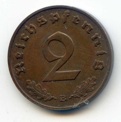 Duitsland 2 Reichspfennig 1938 B Oplage ca.  2,7 Miljoen PR+, Postzegels en Munten, Munten | Europa | Niet-Euromunten, Duitsland