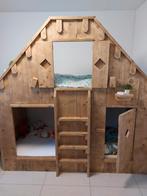 Houten Hoogslaper/Speelhuis Bed, Ophalen, Hoogslaper of Stapelbed, 70 tot 85 cm, Zo goed als nieuw