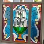 114hx118br Art nouveau glas in lood raam prachtige kleuren, Doe-het-zelf en Verbouw, Glas en Ramen, Ophalen, 80 tot 120 cm, Glas in lood