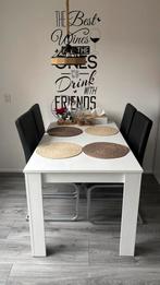 Witte Eettafel met 4 Stoelen, Huis en Inrichting, Tafels | Eettafels, Gebruikt, 100 tot 150 cm, Metaal, Vier personen