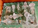 Set van 9 kristallen flesstoppers en 1 glazen kastknop, Antiek en Kunst, Ophalen