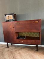 Vintage retro highboard / drankkast met artdeco print, Huis en Inrichting, Kasten | Dressoirs, Ophalen, 100 tot 150 cm, Met deur(en)