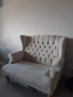 Landelijke/engelse cottage stijl/brocante beige bank 120cm, Ophalen of Verzenden, Zo goed als nieuw