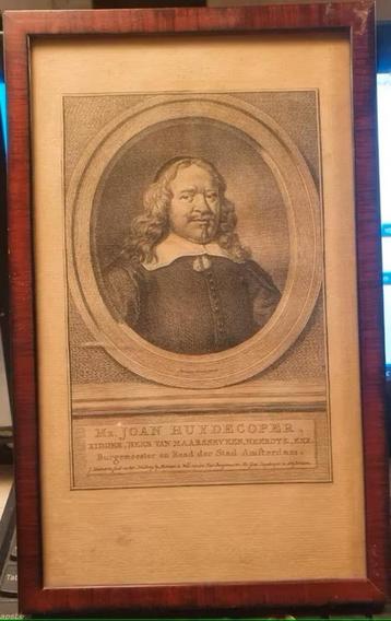 Gravure Joan Huydecoper burgemeester A'dam Jacob Houbraken. beschikbaar voor biedingen