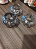 Set van 3 Bubble Glas Waxinelichthouders, Overige materialen, Ophalen of Verzenden, Zo goed als nieuw, Grijs