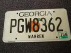 Kentekenplaat Licenseplate Georgia Warren USA, Verzenden, Gebruikt, Auto's