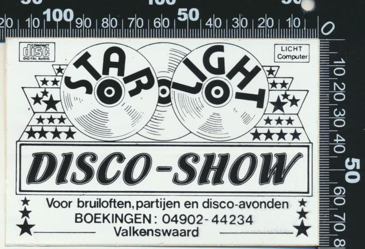 Sticker: Starlight Discoshow - Valkenswaard (3), Verzamelen, Stickers, Zo goed als nieuw, Bedrijf of Vereniging, Ophalen of Verzenden
