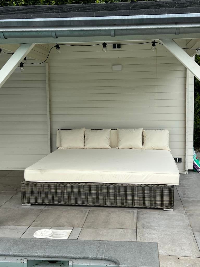 Loungebed 220x200 - Wit, Zwart, Grijs  Nieuw!! Afhaal Venlo, Tuin en Terras, Ligbedden, Ophalen of Verzenden, Nieuw, Rotan