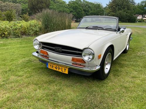 Triumph TR6, 1974, izg en org. st., keihard en roestvrij!, Auto's, Oldtimers, Bedrijf, Lederen bekleding, Open dak, Radio, Startonderbreker