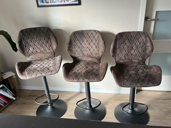 3 Barkrukken - Verstelbaar, Huis en Inrichting, Barkrukken, Gebruikt, 60 tot 90 cm, Metaal, 3 krukken, In hoogte verstelbaar, Ophalen