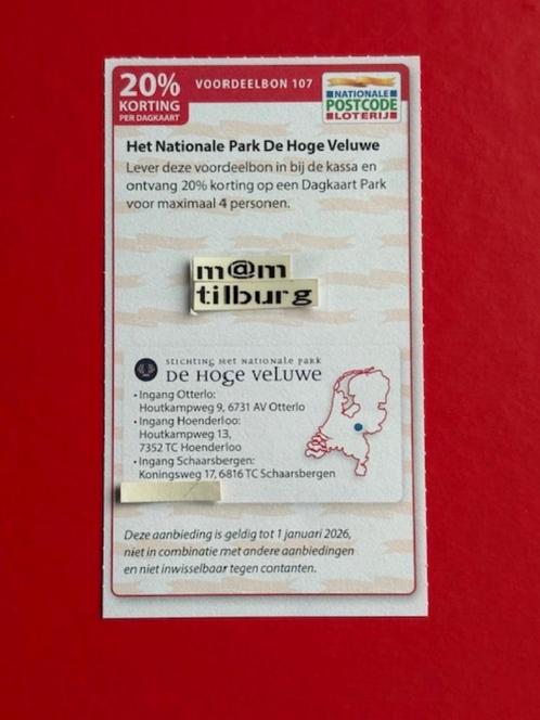 Voordeelbon 107 Het Nationale Park De Hoge Veluwe 20% kortin, Tickets en Kaartjes, Kortingen en Cadeaubonnen, Drie personen of meer