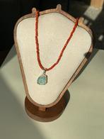 Koraal & Ruwe Aquamarijn Hanger Ketting, Ophalen of Verzenden, Zo goed als nieuw, Zilver