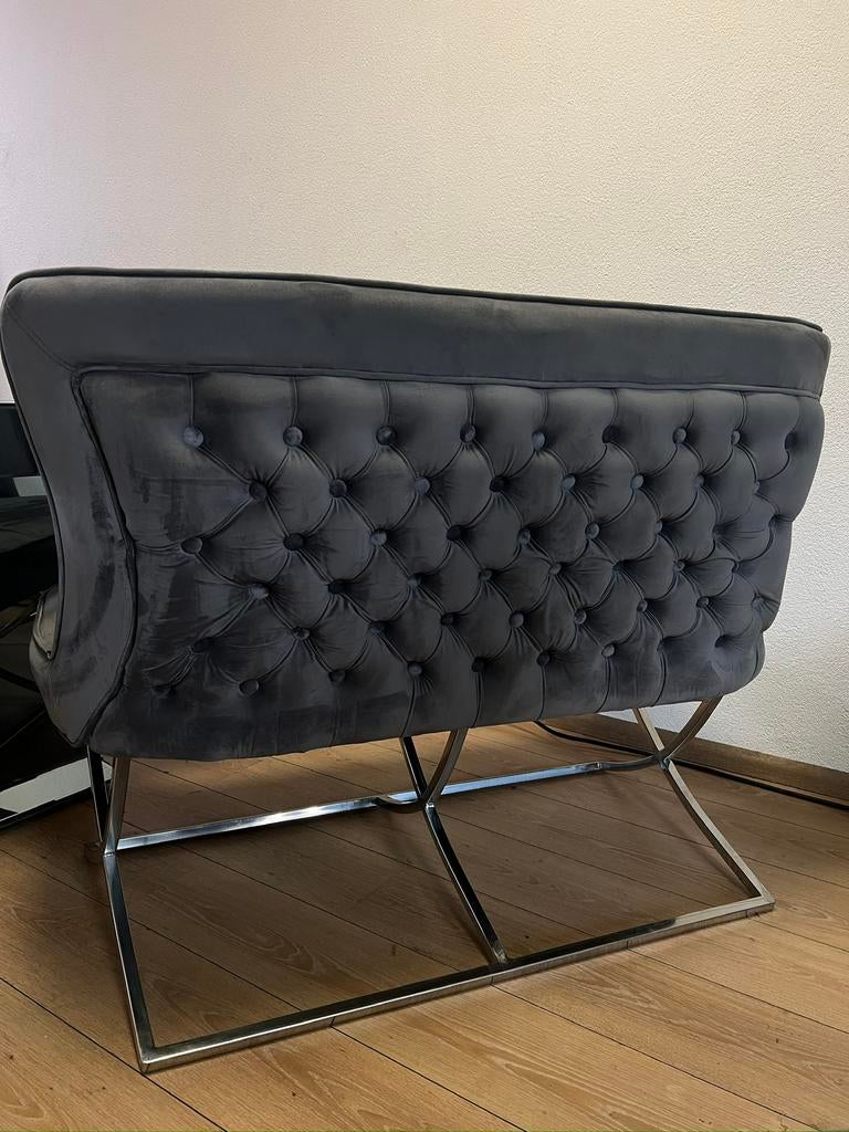 VELVET EETTAFEL BANKJE EN STOELEN, Ophalen, Zo goed als nieuw, 75 tot 100 cm